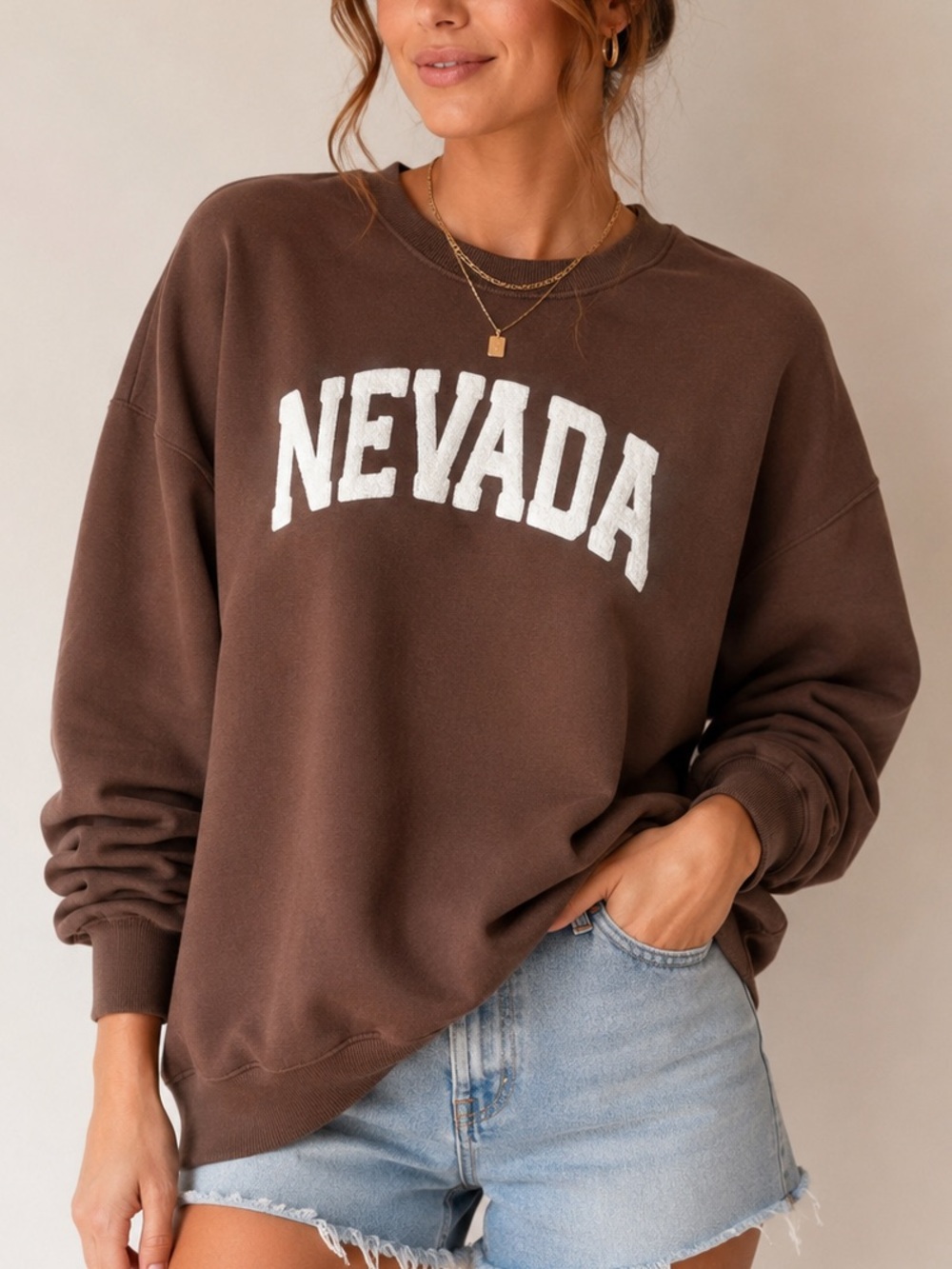 State of Mine Nevada Brown Collegiate Graphic Sweatshirt Women’s Large NWOT